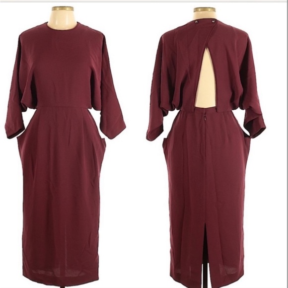& Other Stories Open Back Crepe Midi Dress - Picture 1 of 11